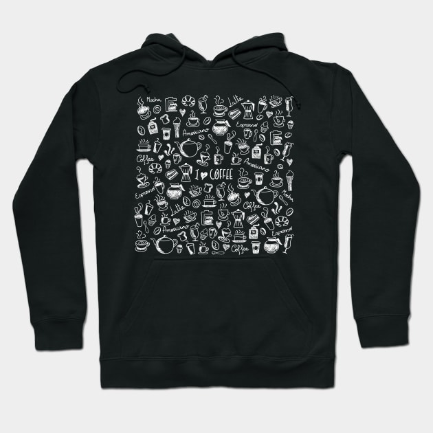 I love Coffee in Black and White Hoodie by edwardecho